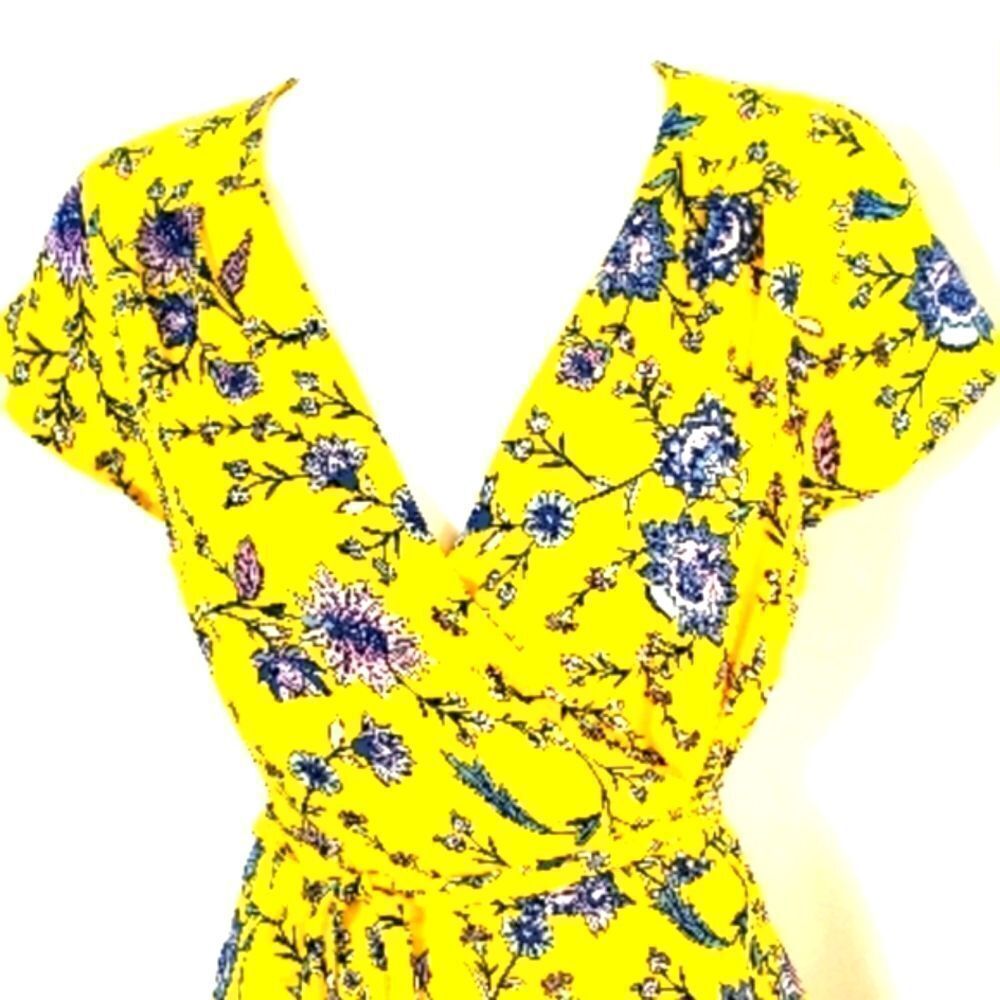 BANANA REPUBLIC Yellow Floral Wrap Dress